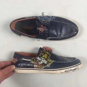 Ed Hardy women’s leather shoes size 7 boat style